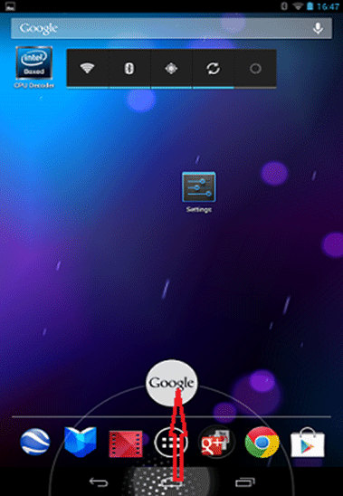 Nexus 7 Home Screen Slide Up to Google